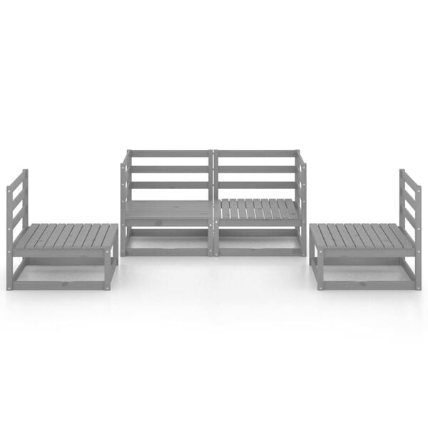 vidaXL 4 Piece Garden Lounge Set Grey Solid Pinewood