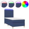 vidaXL Box Spring Bed with Mattress&LED Blue 90x190 cm Fabric