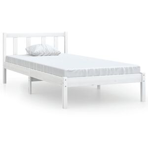 vidaXL Bed Frame without Mattress White Solid Wood Small Single