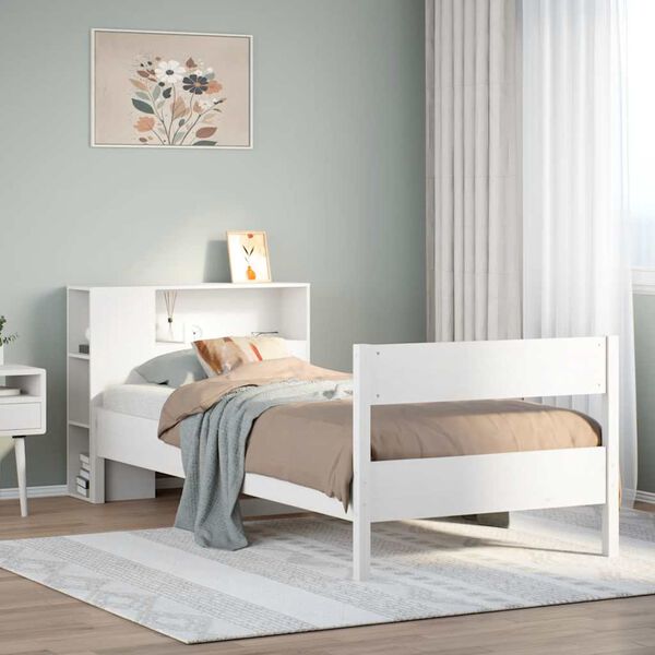 vidaXL Bookcase Bed without Mattress White 90x200cm Solid Wood Pine