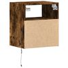 vidaXL Wall-mounted Bedside Cabinet with LED Lights Smoked Oak