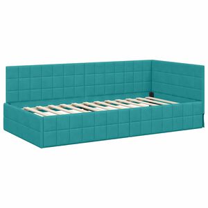 vidaXL Corner Bed Frame with Headboard Turquoise 100 x 200 cm Velvet