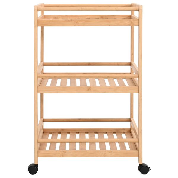 vidaXL Kitchen Trolley with Wheels Natural 46 x 38 x 76 cm Bamboo
