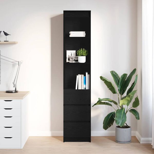 vidaXL Highboard Black Oak 37.5x35x180 cm Engineered Wood