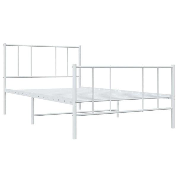 vidaXL Metal Bed Frame without Mattress with Footboard White 90x200cm