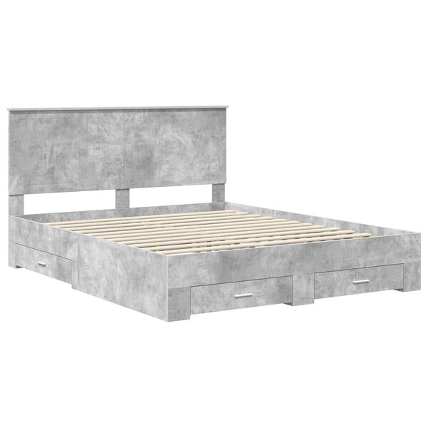 vidaXL Bed Frame Concrete Grey 160 x 200 cm Engineered Wood