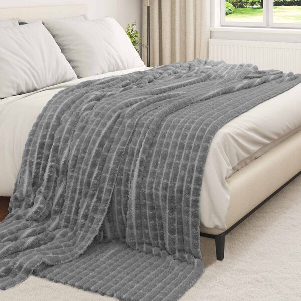 vidaXL Throw Blanket Dark Grey 270 x 240 cm Fleece
