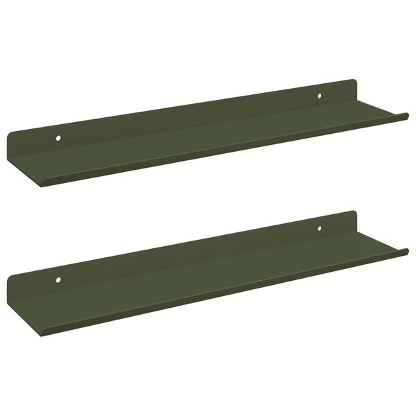 vidaXL Floating Shelf 2 pcs Olive Green 40 x 8.5 x 2.5 cm Steel
