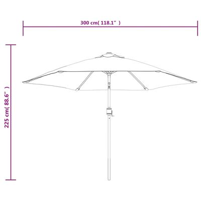 vidaXL Outdoor Parasol with LED Lights and Steel Pole 300 cm Black