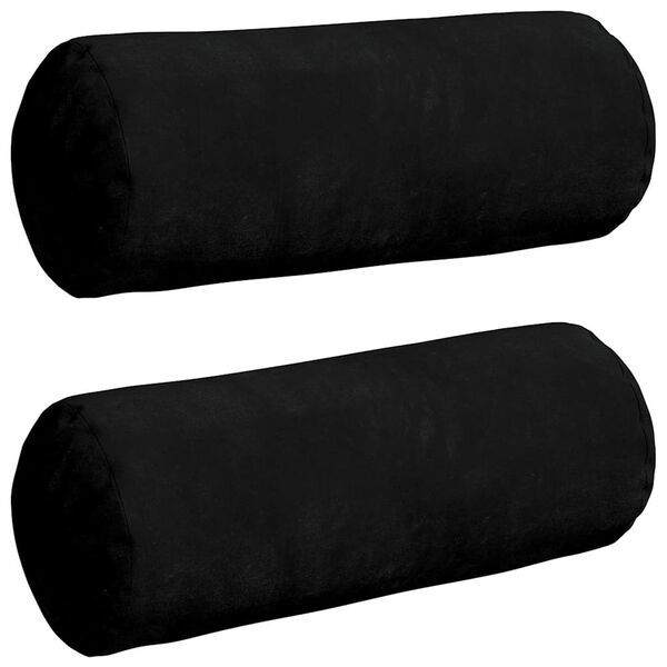 vidaXL Bolster Pillows 2 pcs Black Ø 15 x 40 cm Microfibre Fabric