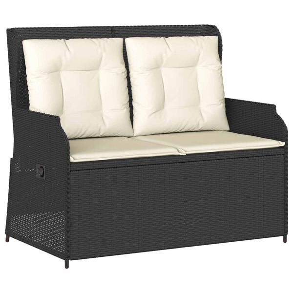 vidaXL Garden Bench Black Poly Rattan