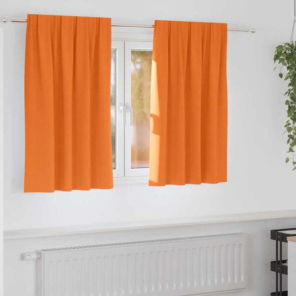 vidaXL Blackout Curtains with Rings 2 pcs Bright Orange 140 x 140 cm
