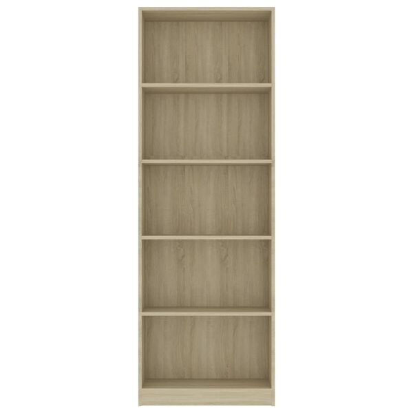 vidaXL 5-Tier Book Cabinet Sonoma Oak 60x24x175 cm Engineered Wood