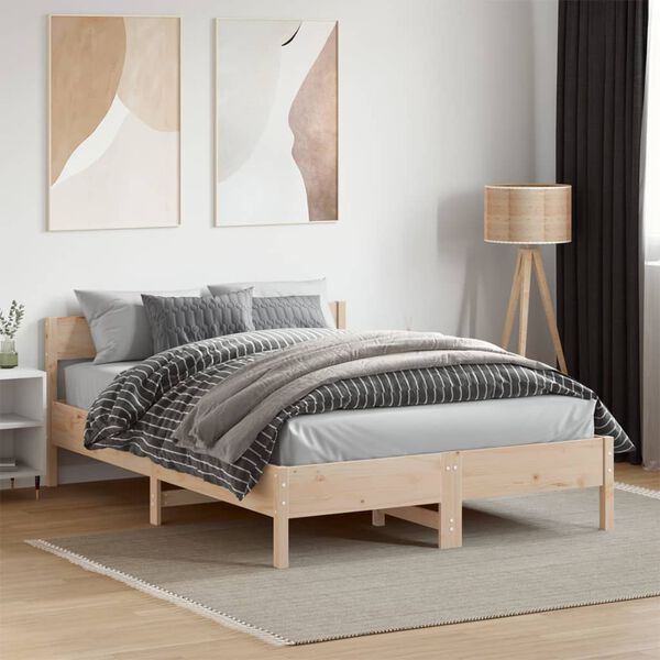 vidaXL Bed Frame without Mattress 135x190 cm Double Solid Wood Pine