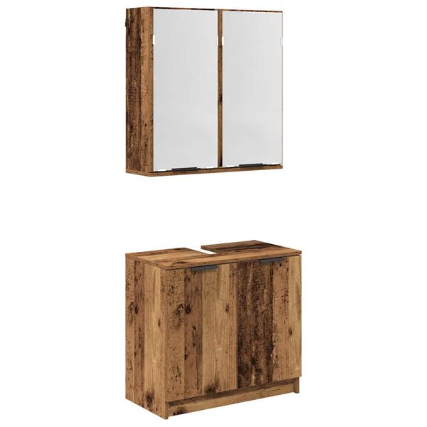vidaXL Bathroom Cabinet Set with Shelf Old Wood Engineered Wood