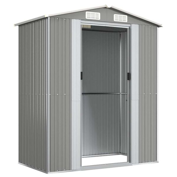 vidaXL Garden Shed Light Grey 192x108x223 cm Galvanised Steel