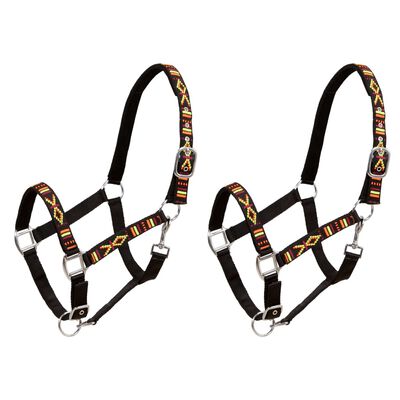 vidaXL Head Collars 2 pcs for Horse Nylon Size Pony Black