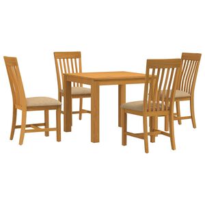 vidaXL Dining Set 5 pcs Beige Solid Oak Wood