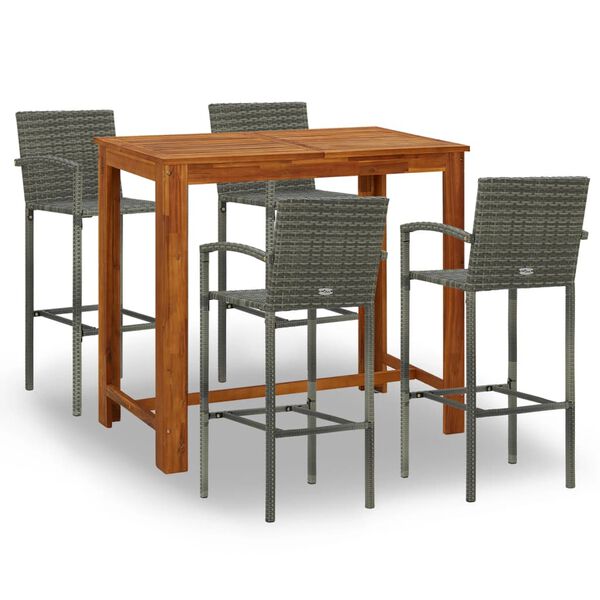 vidaXL 5 Piece Garden Bar Set Grey