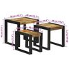 vidaXL Nesting Table 3 pcs Brown and black Solid rough mango wood