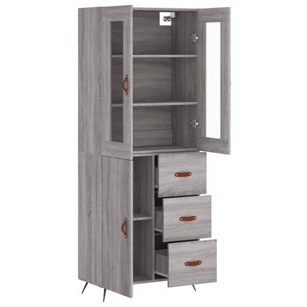 vidaXL Highboard Grey Sonoma 69.5x34x180 cm Engineered Wood