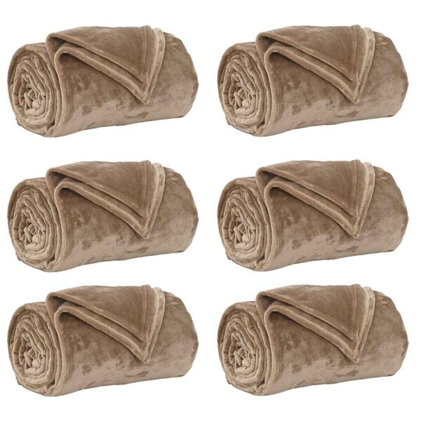 vidaXL Throw Blankets 6 pcs Camel 150 x 200 cm Fleece