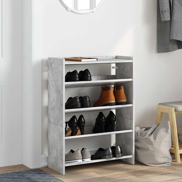 vidaXL Shoe Rack Concrete Grey 60x25x81 cm Engineered Wood