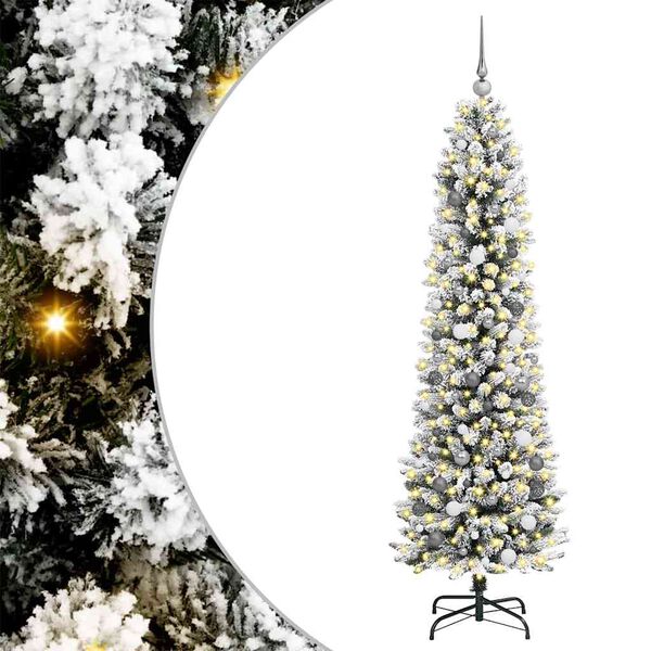 vidaXL Artificial Christmas Tree with 300 LEDs with Stand White 210 cm