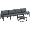 vidaXL Garden Sofa Set with Cushion 5 pcs Black Steel
