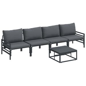 vidaXL Garden Sofa Set with Cushion 5 pcs Black Steel