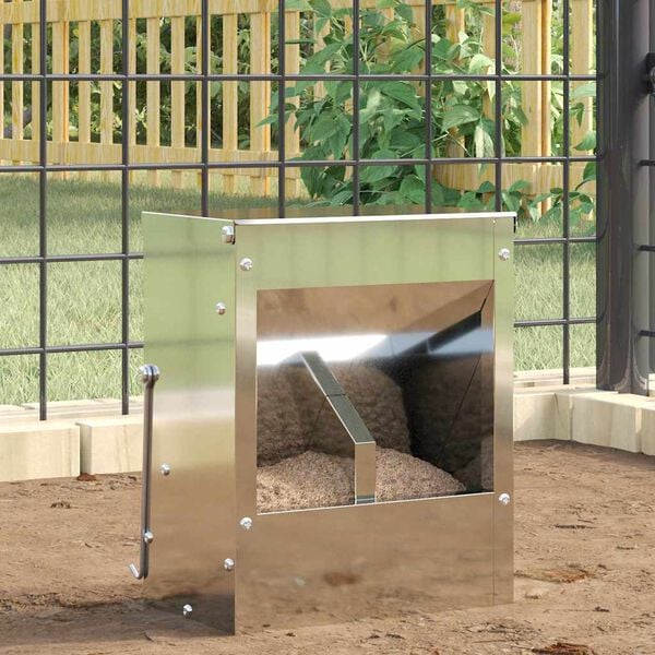 vidaXL Rabbit Feeder Silver 20 x 12.5 x 25 cm Galvanised Steel
