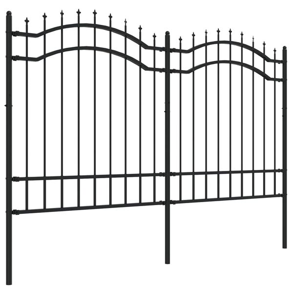 vidaXL Garden Fence with Spear Top Black 240x125 cm Powder-coated Steel