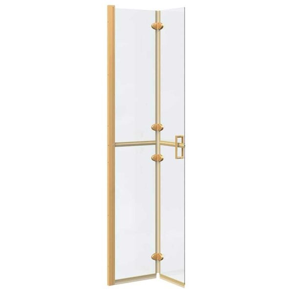 vidaXL Walk-in shower wall Folding Gold and transparent 70 x 190 cm