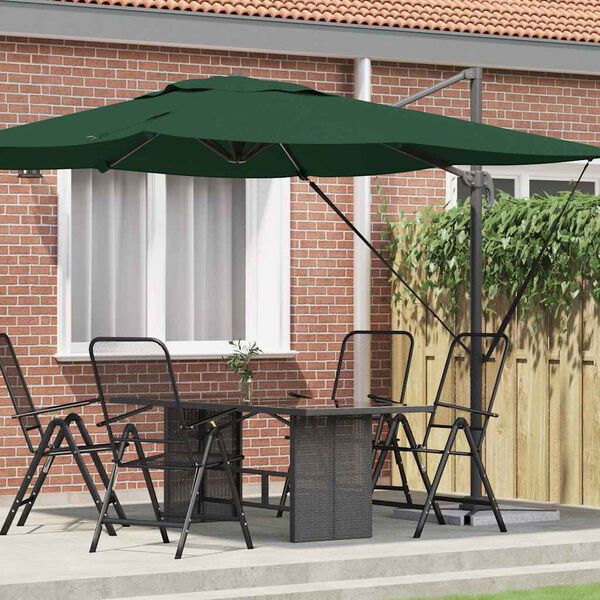 vidaXL Roma Parasol Green 286 x 285 x 265 cm Polyester and Aluminium