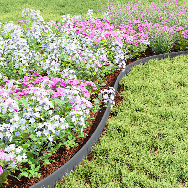 vidaXL Lawn Edgings Grey 2000 x 4 x 5 cm Plastic