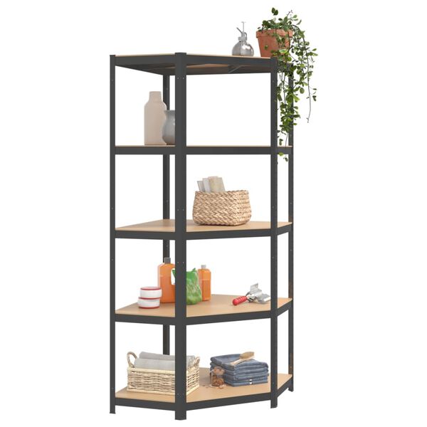 vidaXL 5-Layer Shelves 4 pcs Anthracite Steel&Engineered Wood