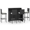 vidaXL 5 Piece Garden Bar Set with Cushions Poly Rattan Black