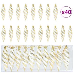 vidaXL Christmas Spiral Shape Ball 40 pcs LEDs Gold 3 x 11 cm Plastic