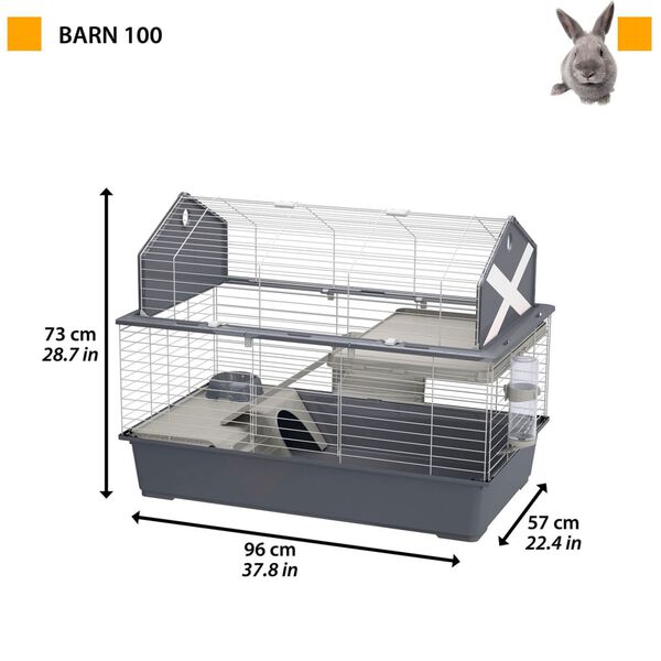 Ferplast Rabbit Cage Barn 100 96x57x73 cm Grey