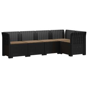 vidaXL 5-Seater Garden Sofa with Cushions Rattan Look PP Anthracite
