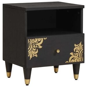 vidaXL Bedside Cabinet Black 40 x 33 x 46 cm Solid Mango Wood