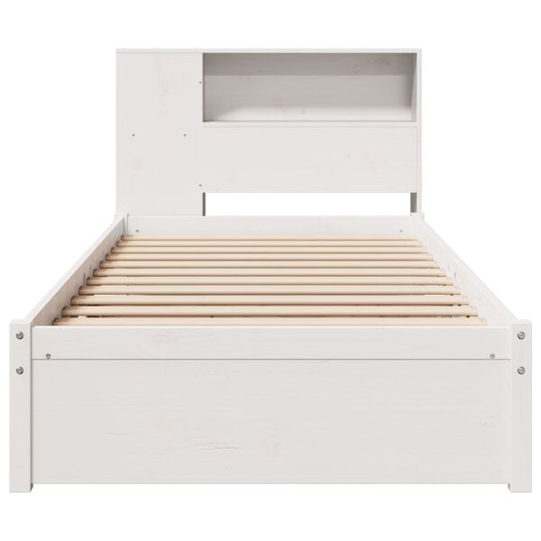 vidaXL Bookcase Bed without Mattress White 75x190cm Small Single Solid Wood Pine