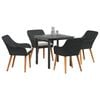 vidaXL Garden Dining Set with Cushion 5 pcs Black Poly Rattan