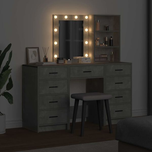 vidaXL Dressing Table 3 pcs Grey 40 x 41 x 135 cm Engineered wood