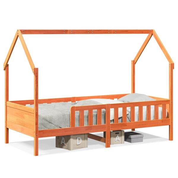 vidaXL Kids' House Bed Frame without Mattress Wax Brown 80x200 cm Pine