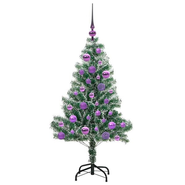 vidaXL Artificial Christmas Tree Snow Flocked with LED Light 120 cm