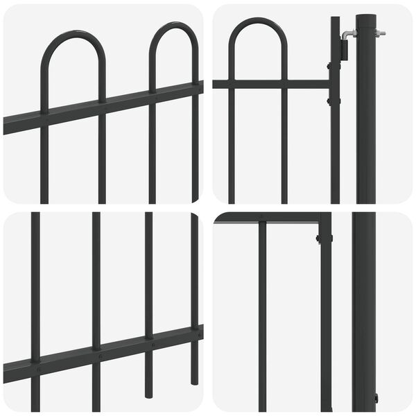vidaXL Fence Gate with Lock Grey 103 x 124.5 cm Powder-Coated Steel