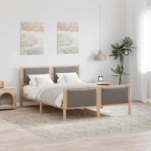vidaXL Bed Frame with Headboard Taupe 160 x 200 cm Fabric