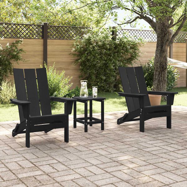 vidaXL Garden Lounge Furniture 3 pcs Black 38 x 38 x 46cm Plastic