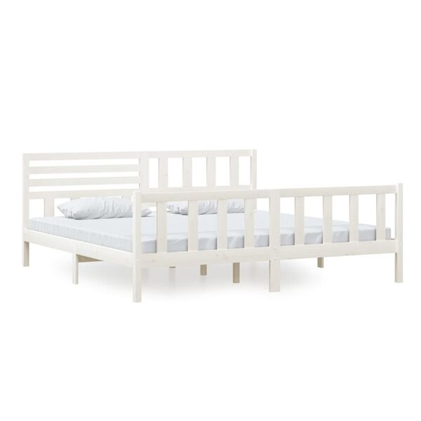 vidaXL Bed Frame without Mattress White Solid Wood 200x200 cm (810103+814165)